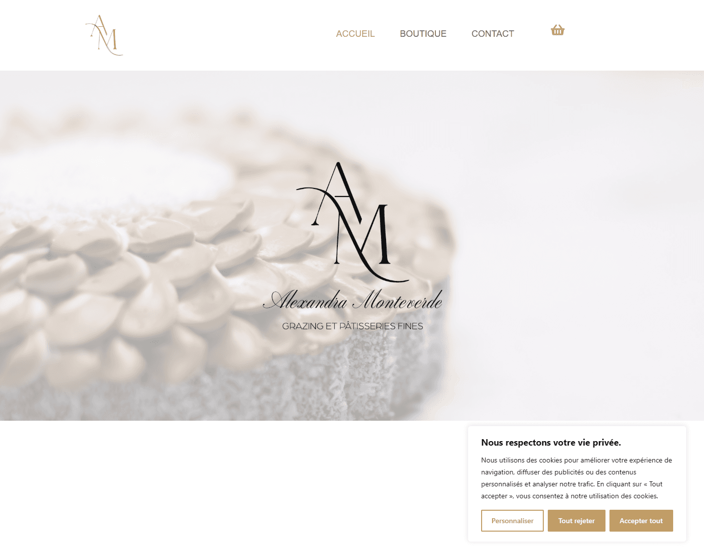 Screenshot du projet Alexandra Pâtisserie